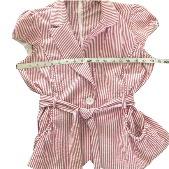 Red & white stripe lightweight short sleeve top - Size Large - Picture 5 of 6